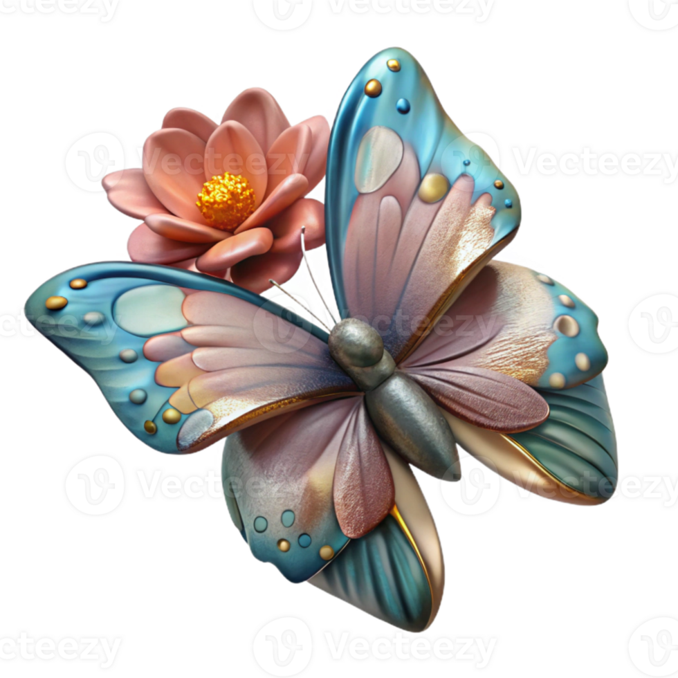serene traditional Butterfly on Flower high resolution png