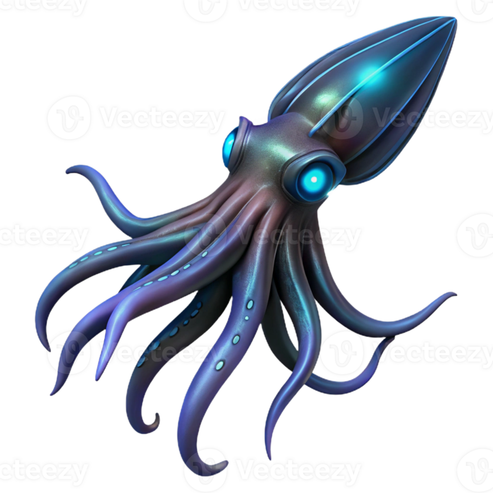 wonderful abstract A Giant Squid Swimming in the Deep Ocean high resolution png