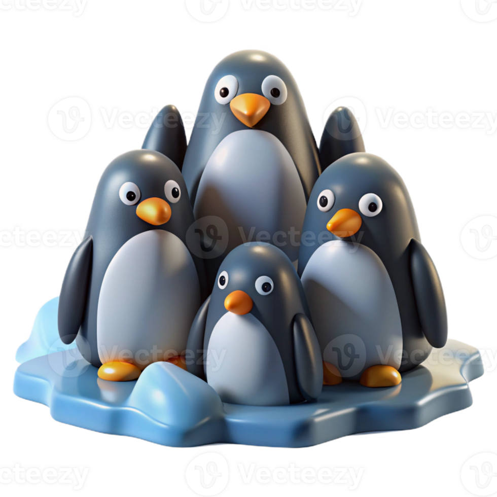 serene abstract A Group of Penguins Huddled Together on An authentic png