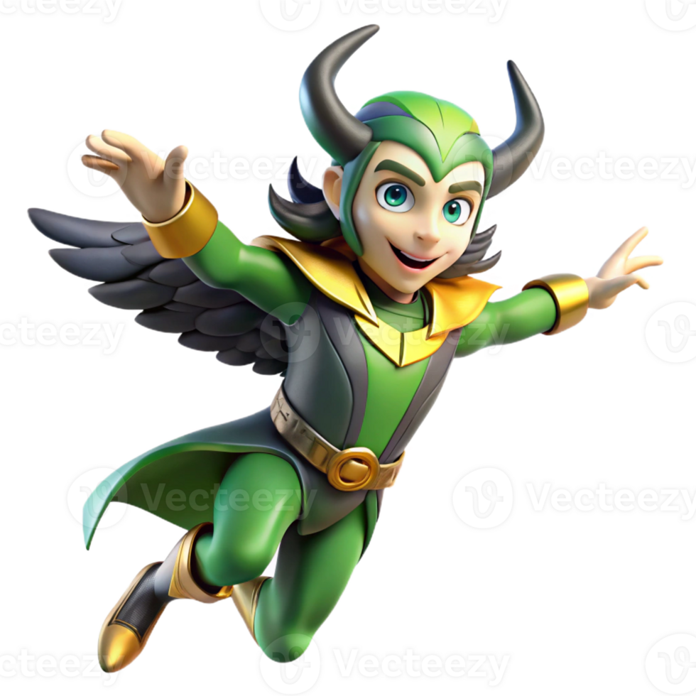 vibrant abstract A Mischievous Loki Transforming Into a Rav detailed png