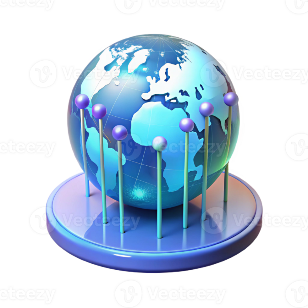 impressive classic A Holographic Projection of a World Map 4K png