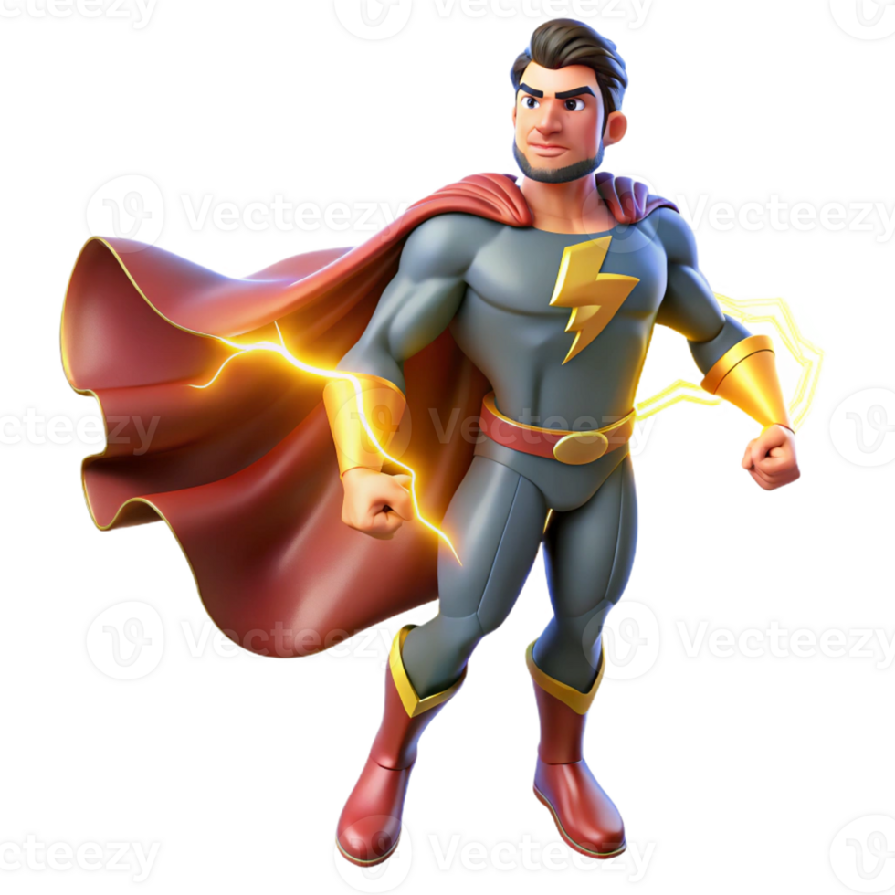 wonderful artistic Portrait of a Powerful Superhero with a Fl detailed png