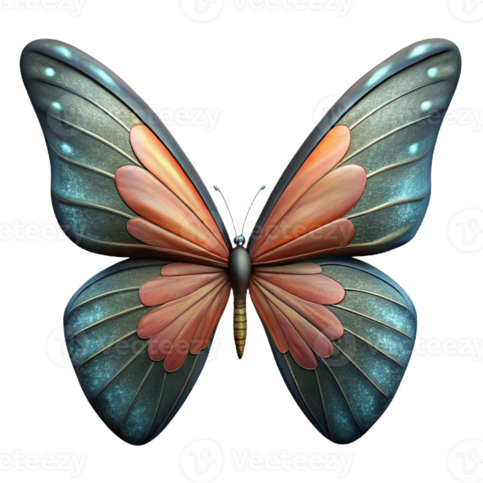 elegant rustic Butterfly Wings Spread Open Cutout detailed png