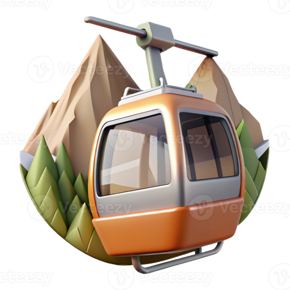 dramatic modern Cable Car Mountain View Transparent Background high quality png