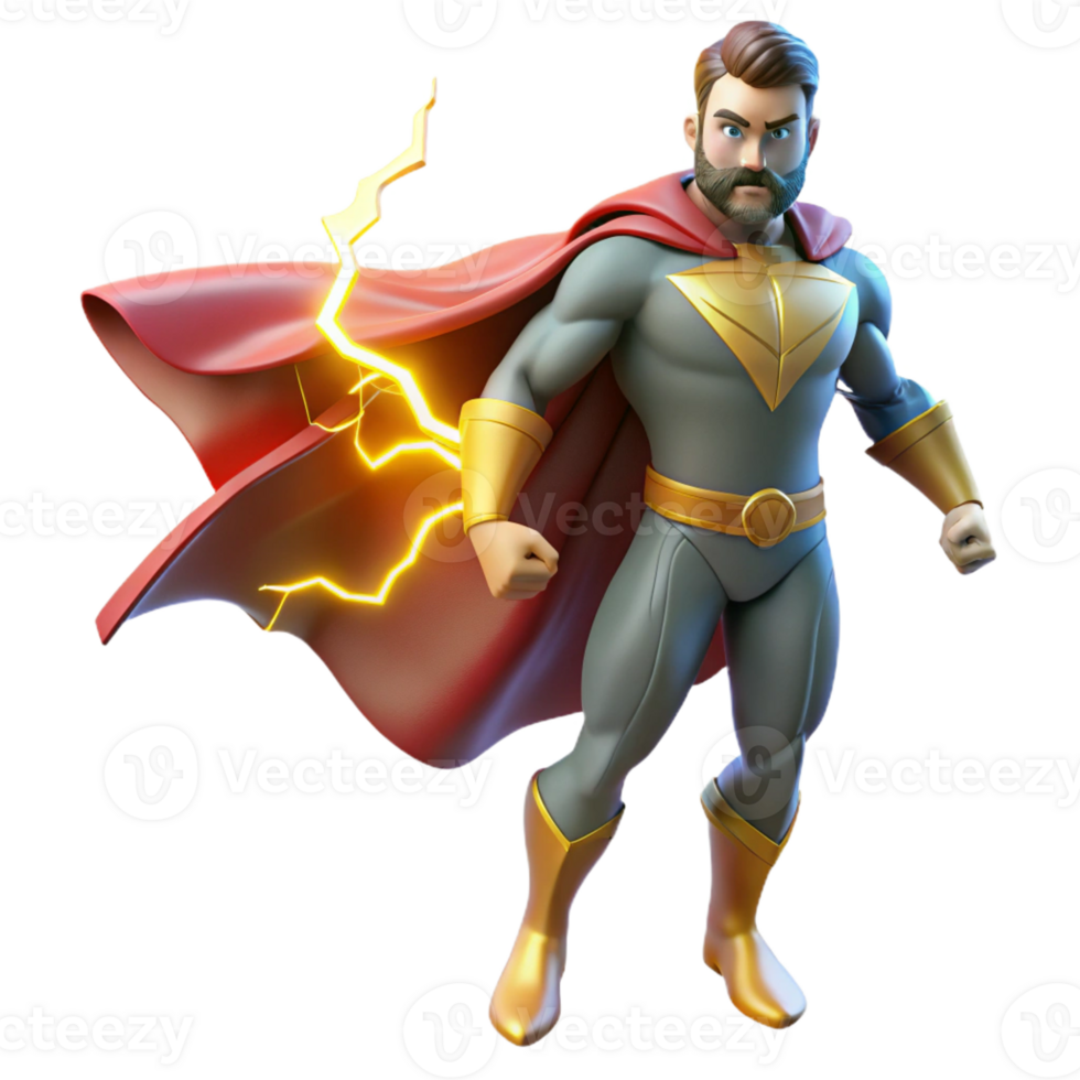 wonderful minimalist Portrait of a Powerful Superhero with a Fl detailed png