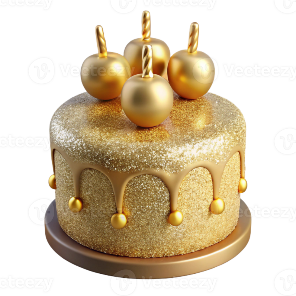 wonderful artistic Cake Topper Happy Birthday Gold Glitter png