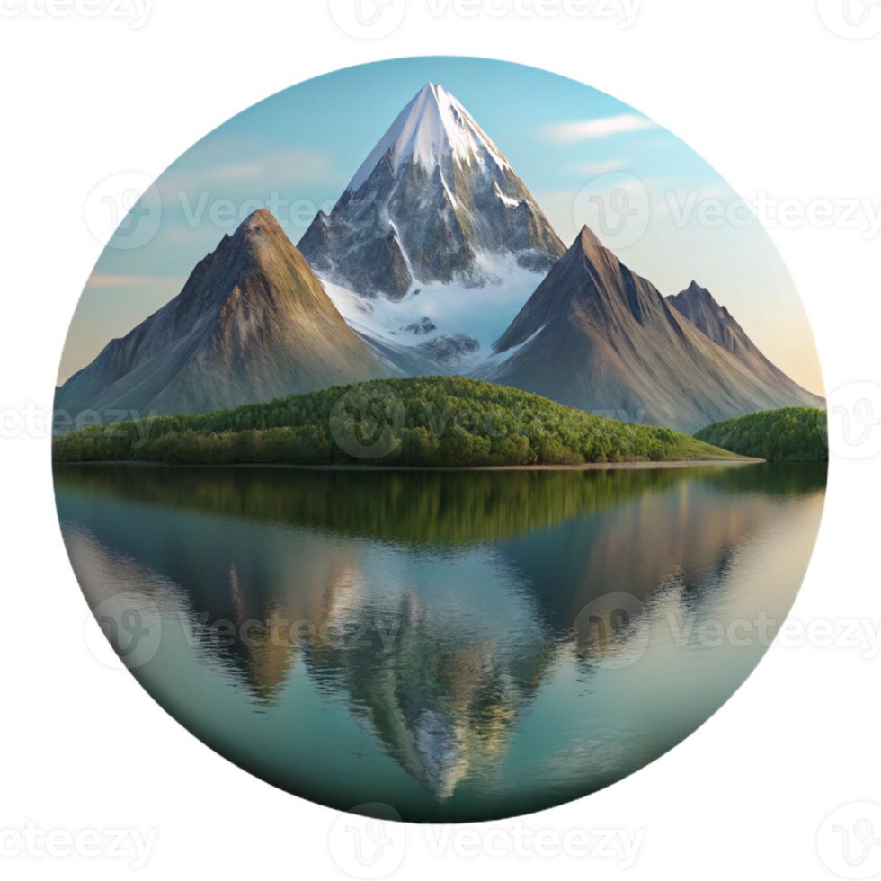 magnificent minimalist Calm Lake Reflection Mountain View Transparent Background authentic png