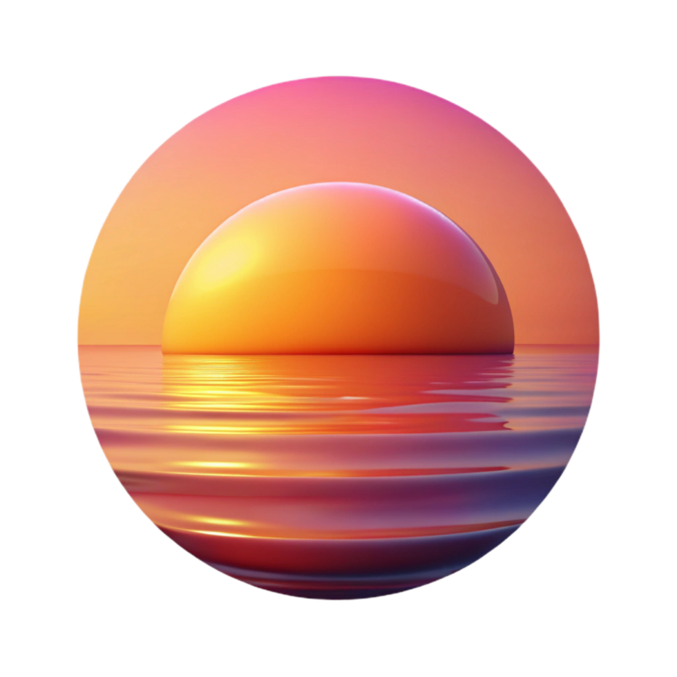 elegant abstract Calm Sunset Ocean Orange Pink Gradient Transparent Background original png