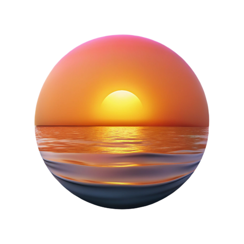 wonderful creative Calm Sunset Ocean Orange Pink Gradient Transparent Background authentic png