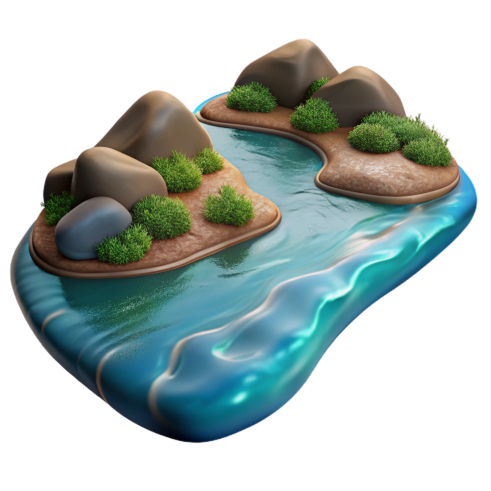 magnificent contemporary Calm River Flowing Smooth Surface Transparent Background premium png