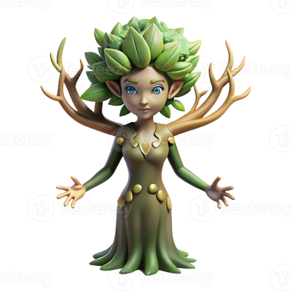 stunning traditional A Dryad Blending Seamlessly with a Tree detailed png