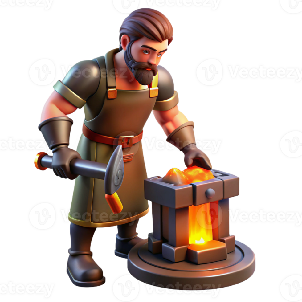 impressive minimalist A Creative Hephaestus Forging a Weapon In authentic png