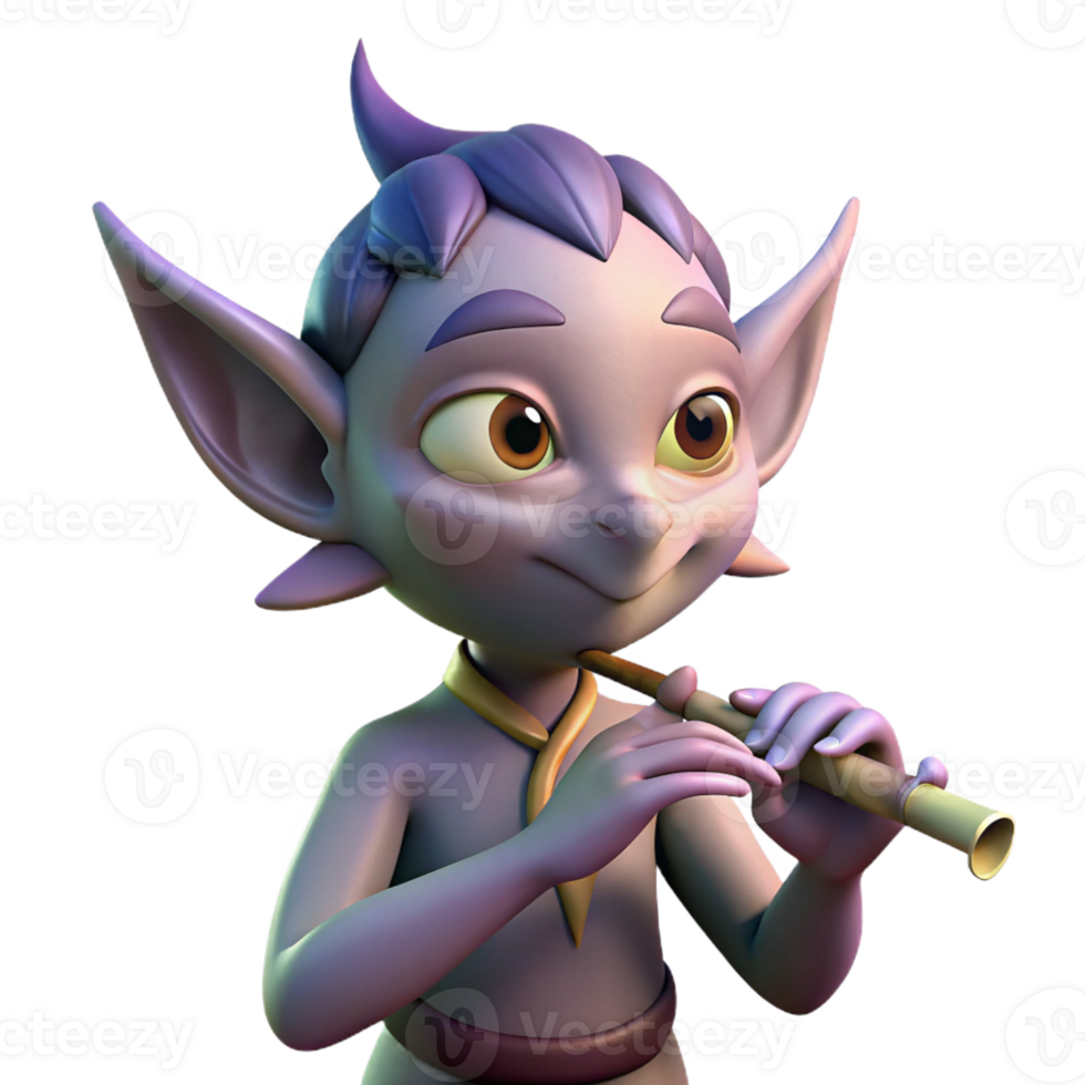 stunning creative A Mischievous Imp Playing a Flute Twil premium png