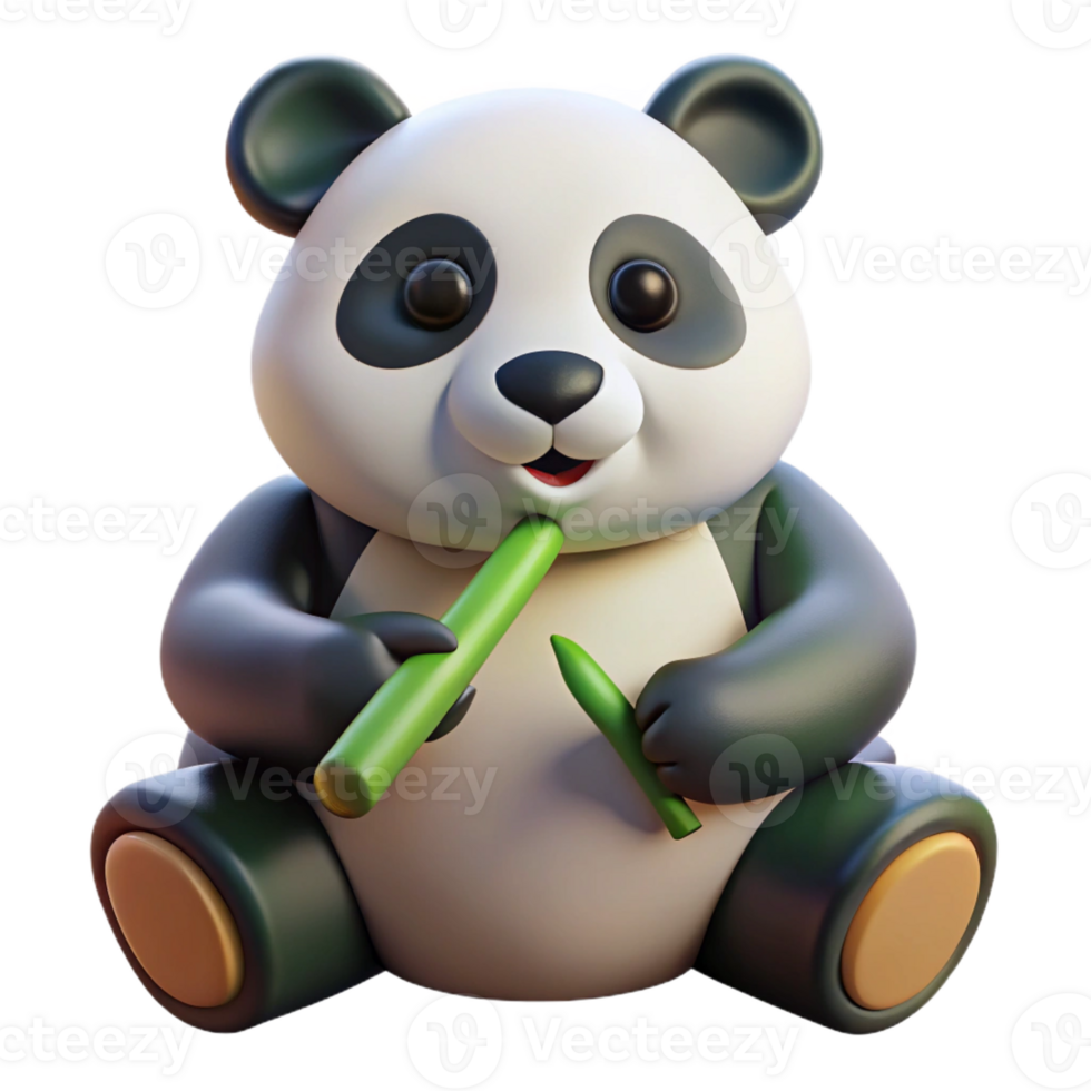 elegant artistic A Giant Panda Munching on Bamboo Soft premium png