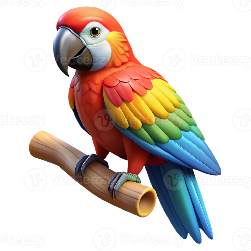 stunning modern A Colorful Macaw Perched on a Branch in A genuine png