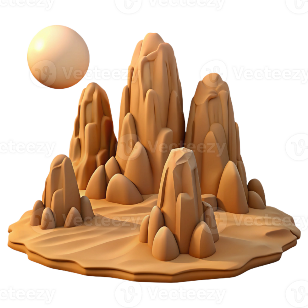 stunning contemporary A Desert Landscape with Towering Rock Form high resolution png