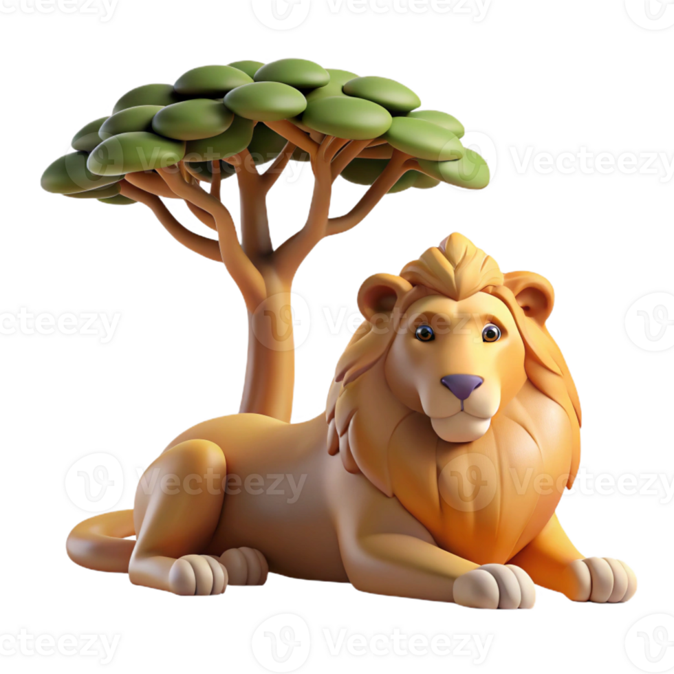 wonderful artistic A Regal Lion Pride Resting Under the Sha high quality png
