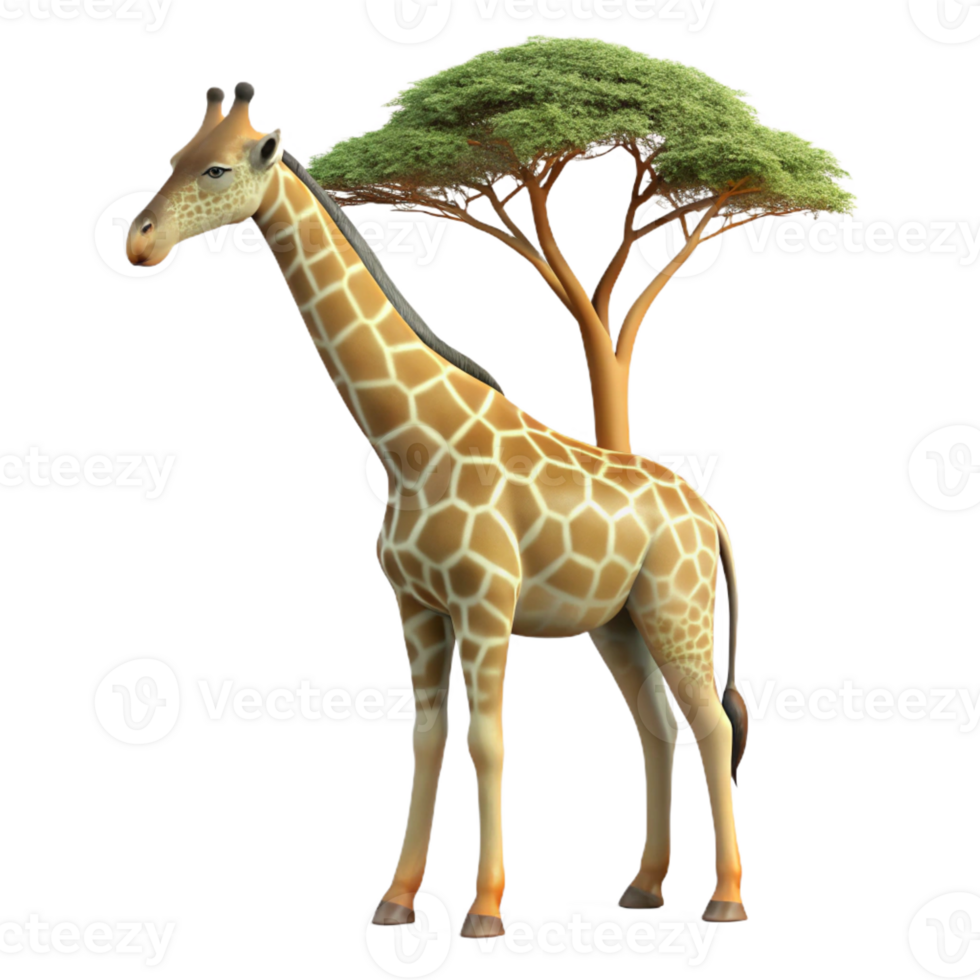 magnificent modern Giraffe Reaching for Leaves high quality png