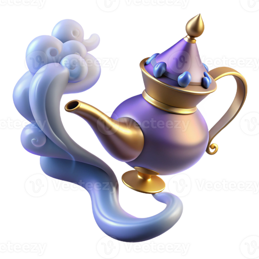 serene minimalist A Powerful Djinn Emerging from a Magic L genuine png