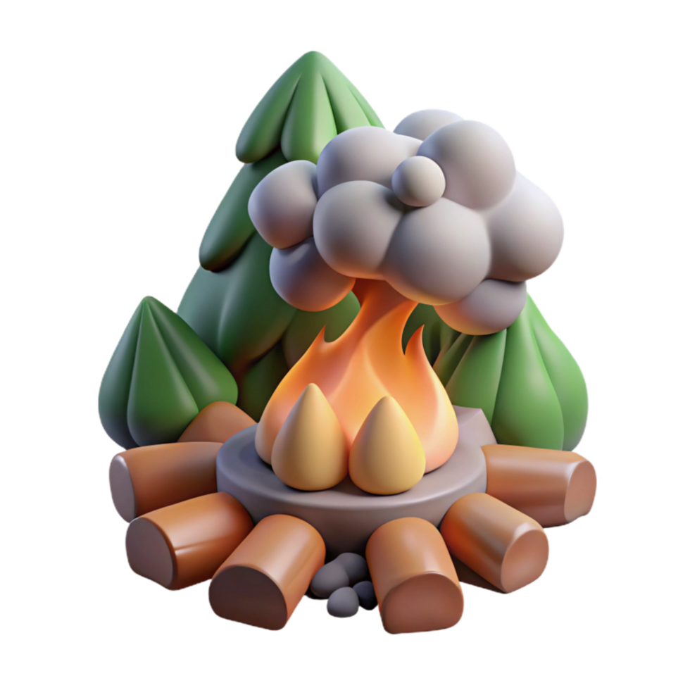 wonderful classic Campfire Smoke Rising in Forest Transparent Background high resolution png