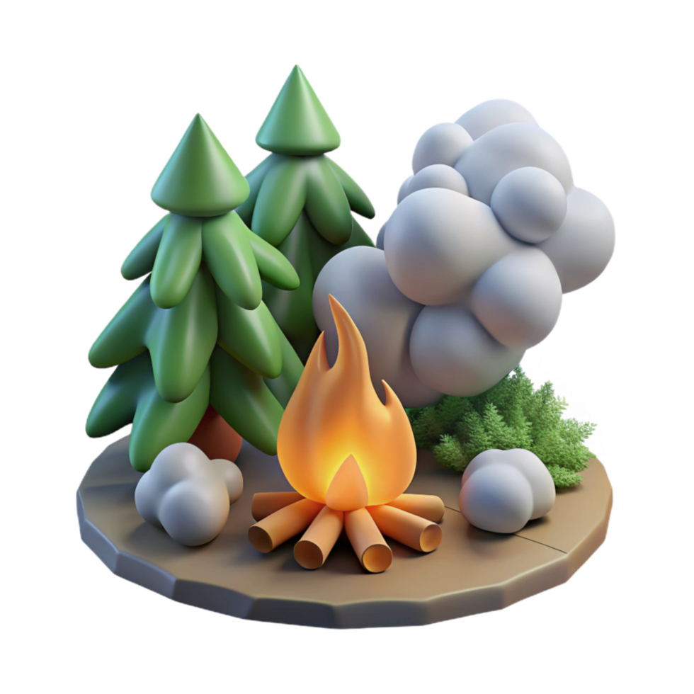 stunning contemporary Campfire Smoke Rising in Forest Transparent Background genuine png