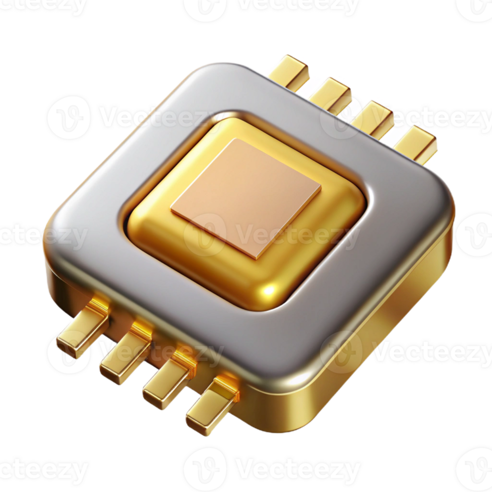 impressive contemporary A Single Microchip Its Golden Contacts G authentic png