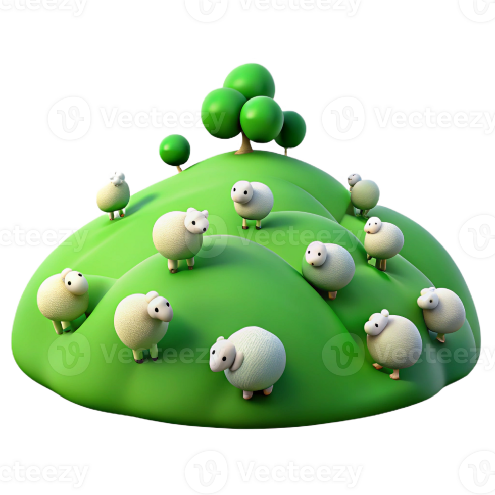 vibrant abstract A Rolling Green Hill Dotted with Sheep G high quality png