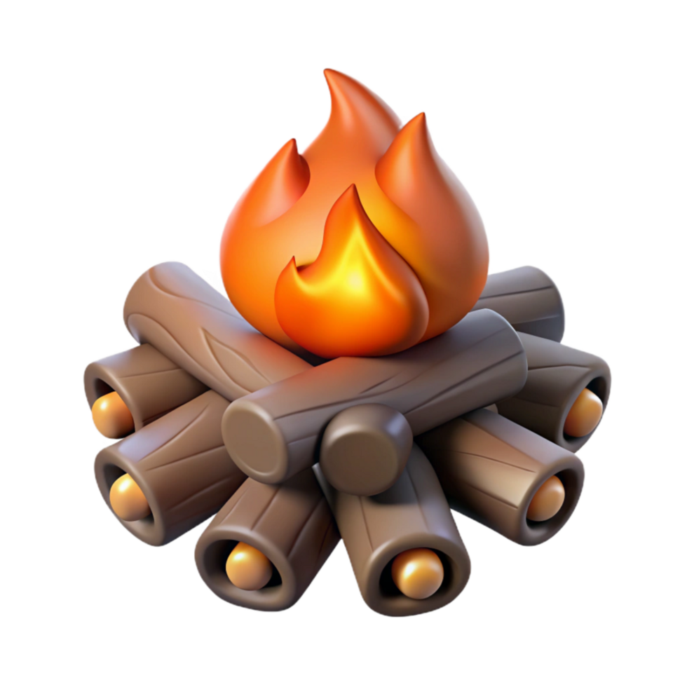 wonderful rustic Camping Fire with Logs authentic png
