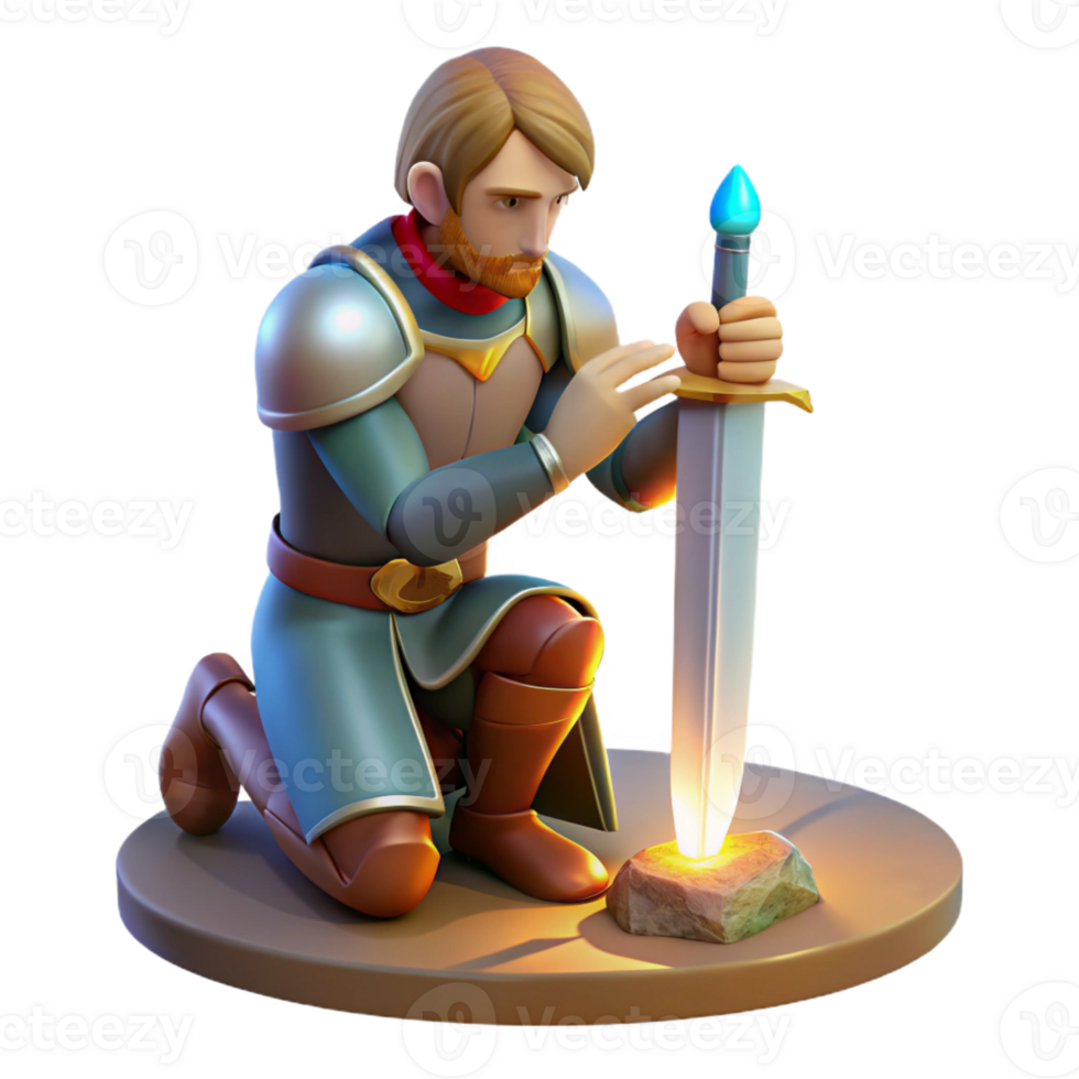 beautiful classic A Noble Knight Kneeling Before a Mystical authentic png