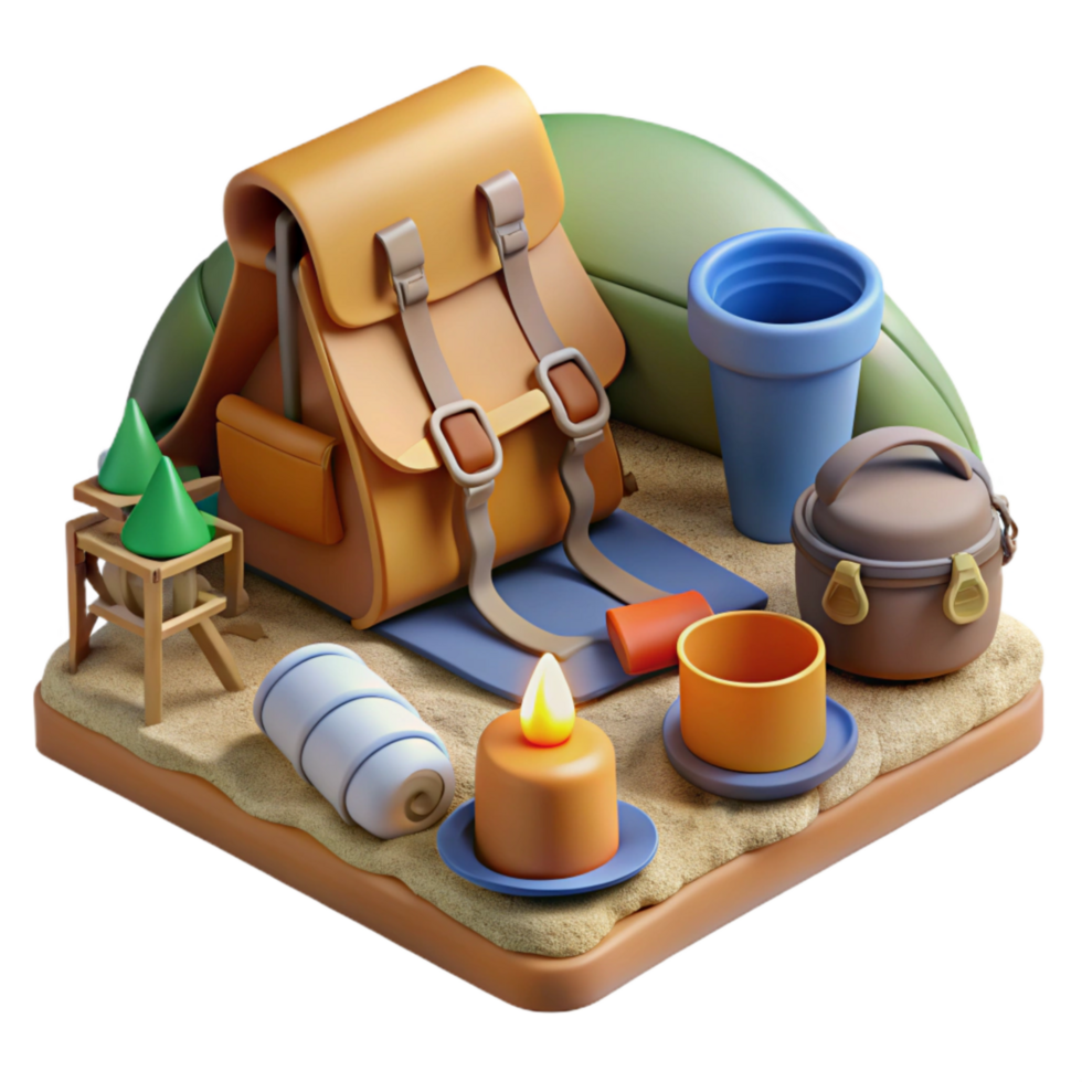 wonderful creative Camping Gear Arranged on Ground Cutout high resolution png