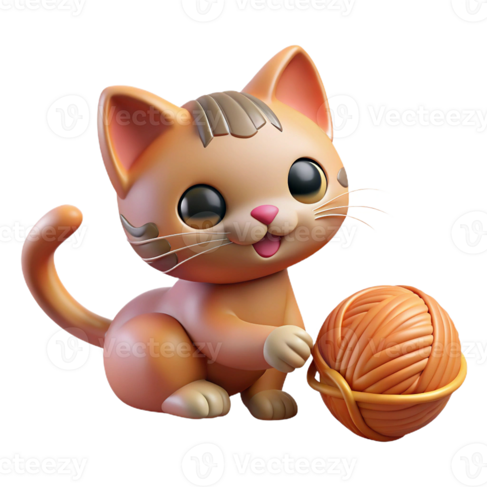 stunning traditional A Playful Kitten Batting at a Ball of Yarn exclusive png