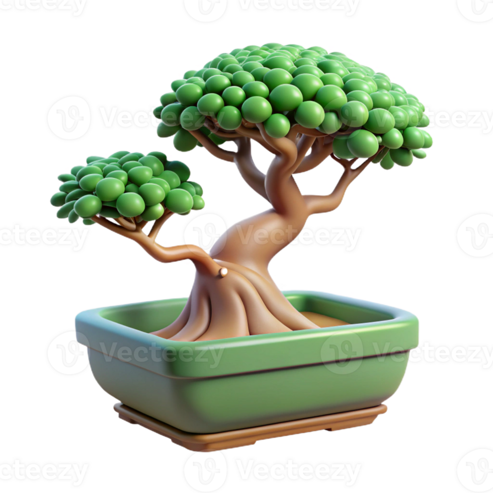 wonderful rustic Bonsai Tree in Ceramic Pot 4K png