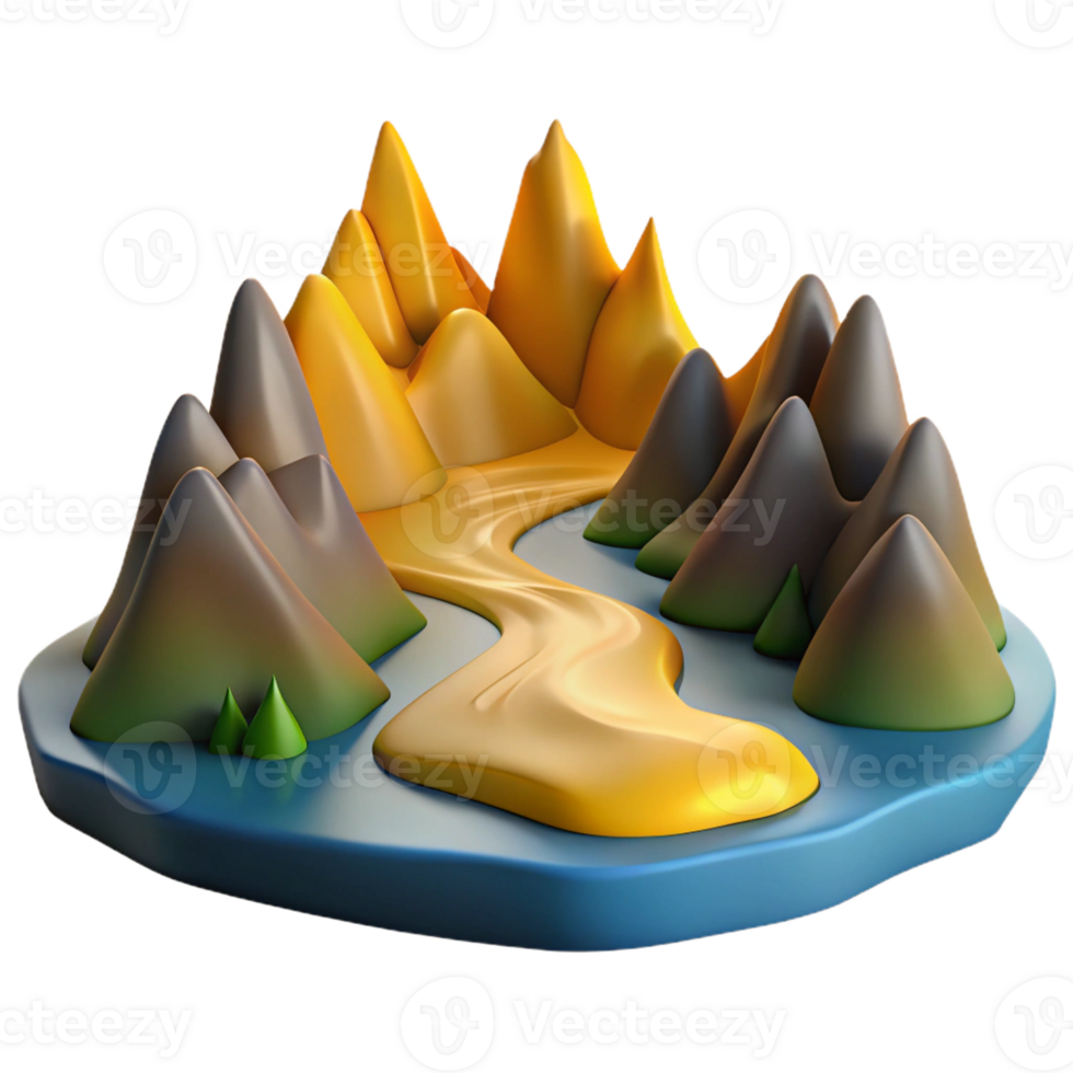 wonderful creative A Realistic Rendering of a Mountain Ran premium png