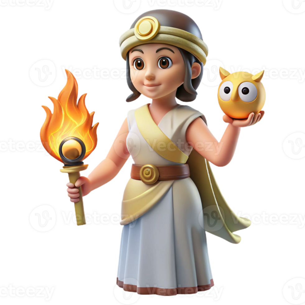stunning abstract A Wise Athena Holding an Owl Bathed in T high quality png