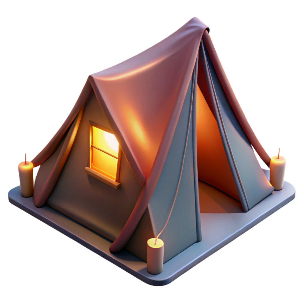 extraordinary contemporary Camping Tent Illuminated at Night professional png