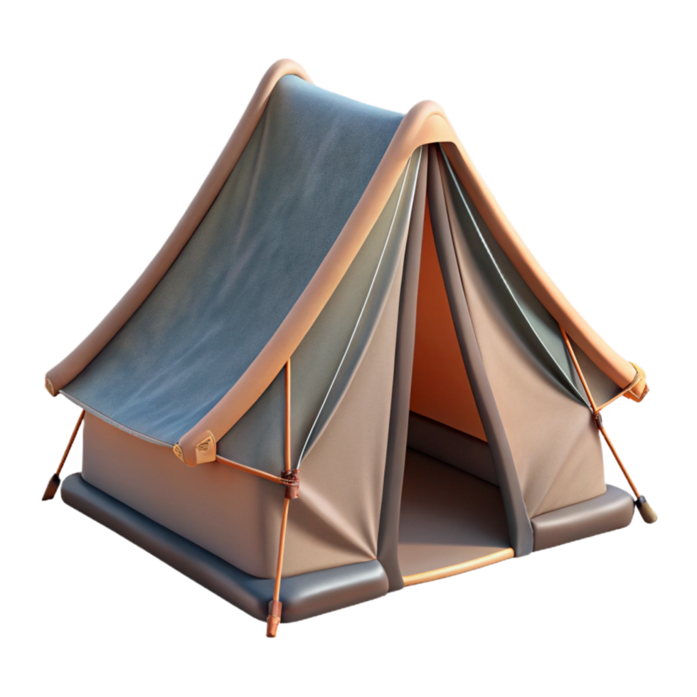 serene modern Camping Tent Front View Transparent Background Cutout premium png