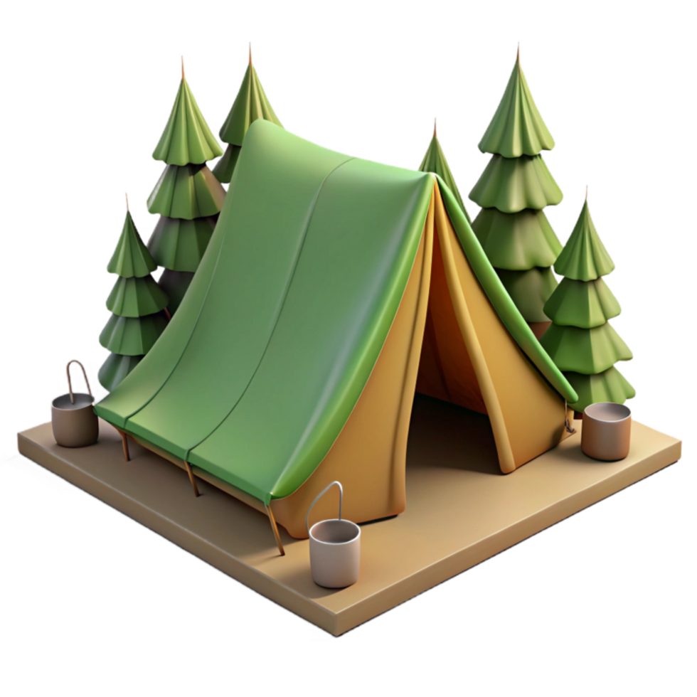 extraordinary artistic Camping Tent in Forest Transparent Background detailed png