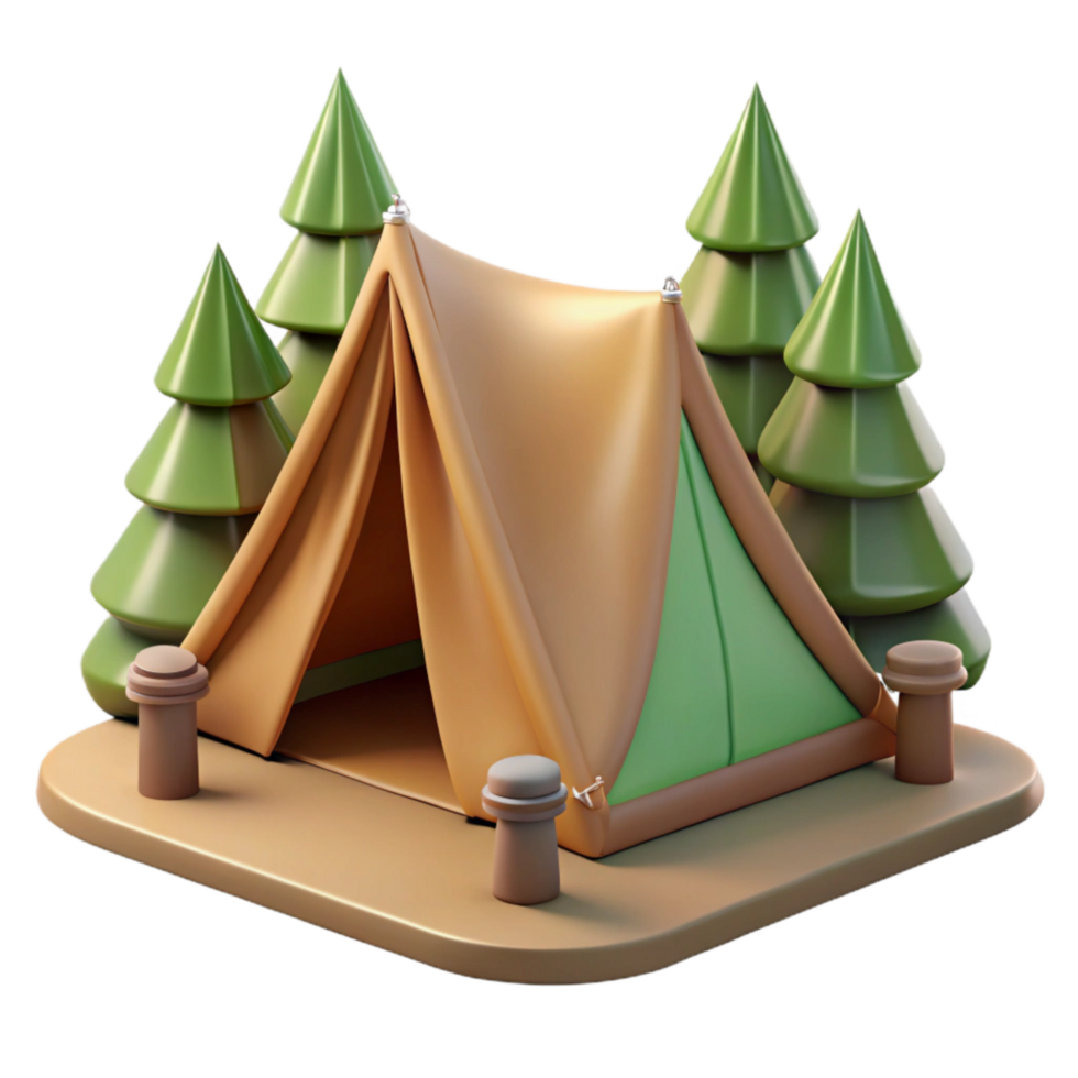 wonderful classic Camping Tent in Forest Transparent Background png