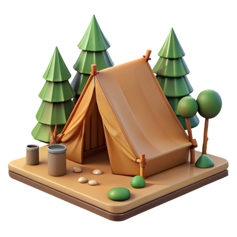 elegant vintage Camping Tent Set Up in Forest png