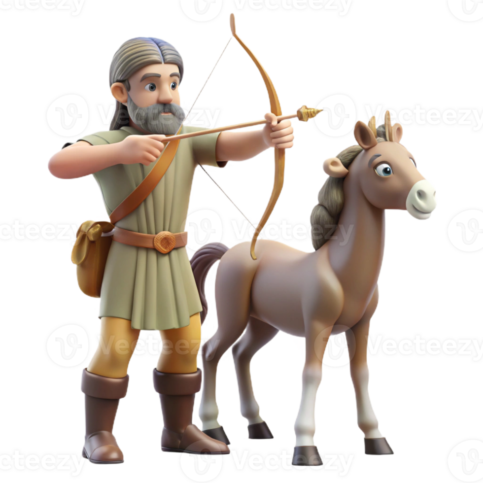 magnificent vintage A Wise Old Centaur Teaching Archery to a Y original png