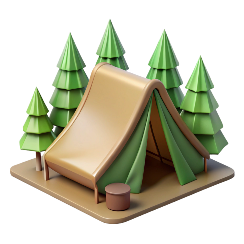 wonderful modern Camping Tent in Forest Transparent Background high quality png