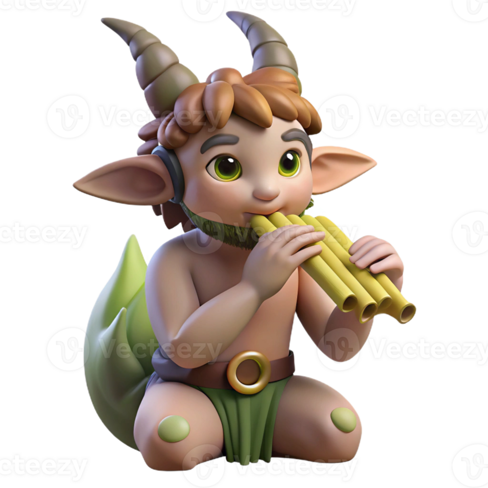 magnificent rustic A Mischievous Satyr Playing a Pan Flute In high quality png
