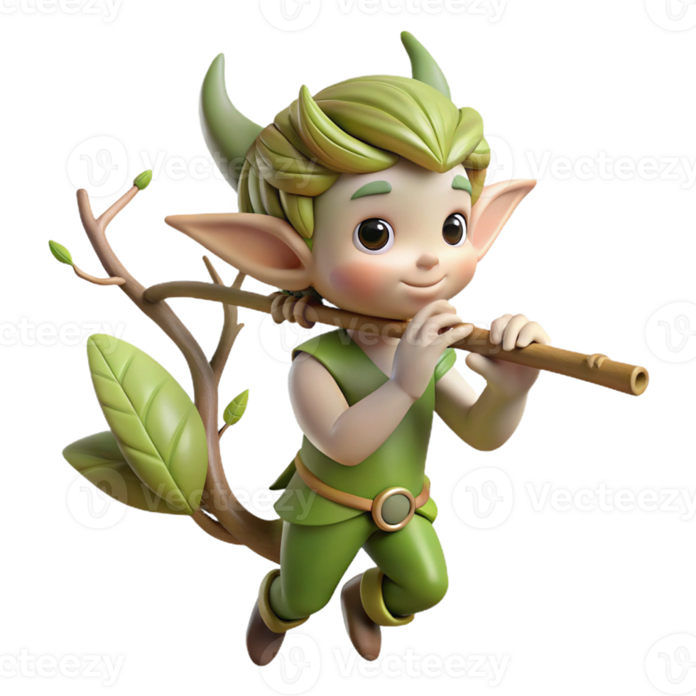 wonderful traditional A Mischievous Pixie Playing a Flute Craf premium png