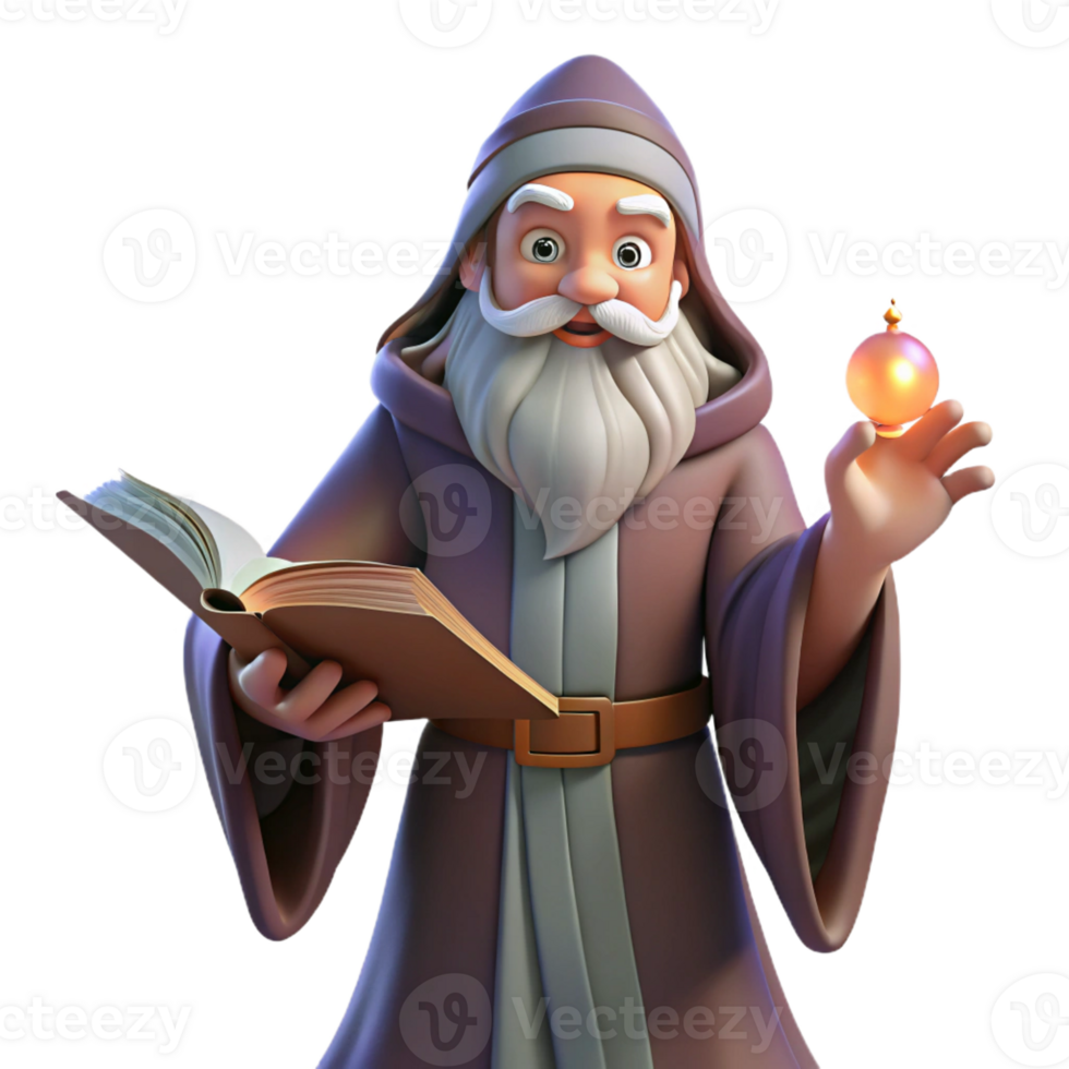 dramatic artistic A Wise Old Wizard with a Long White Beard png