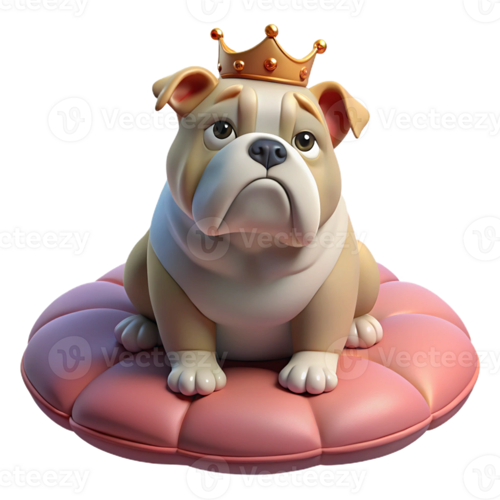 dramatic modern A Grumpy Looking Bulldog Wearing a Tiny Cr authentic png
