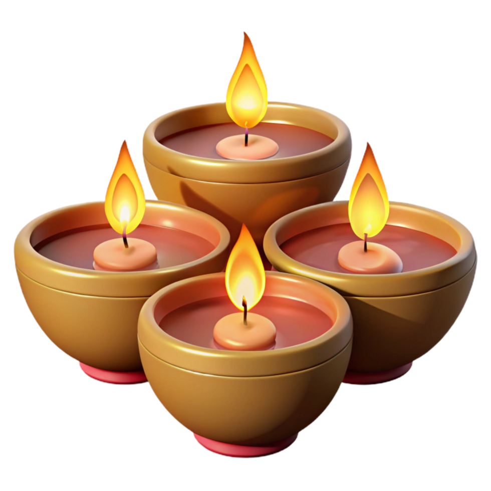 elegant abstract Candles Lit Diwali Celebration Transparent Background detailed png