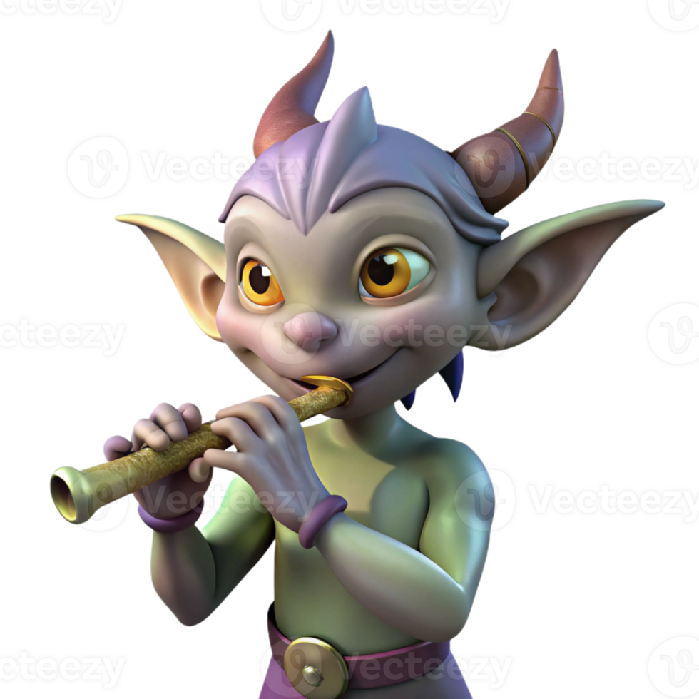 beautiful modern A Mischievous Imp Playing a Flute Twil 4K png