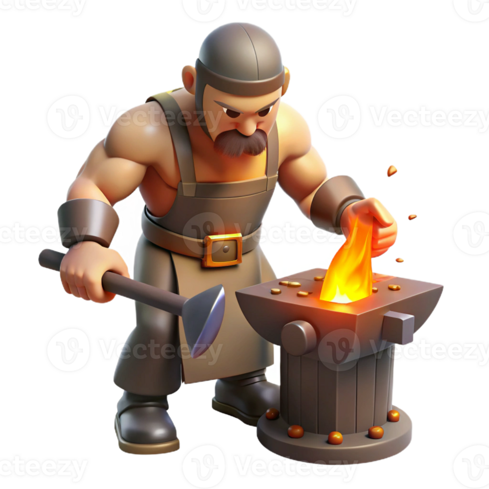 elegant classic Cyclops Forging a Weapon premium png