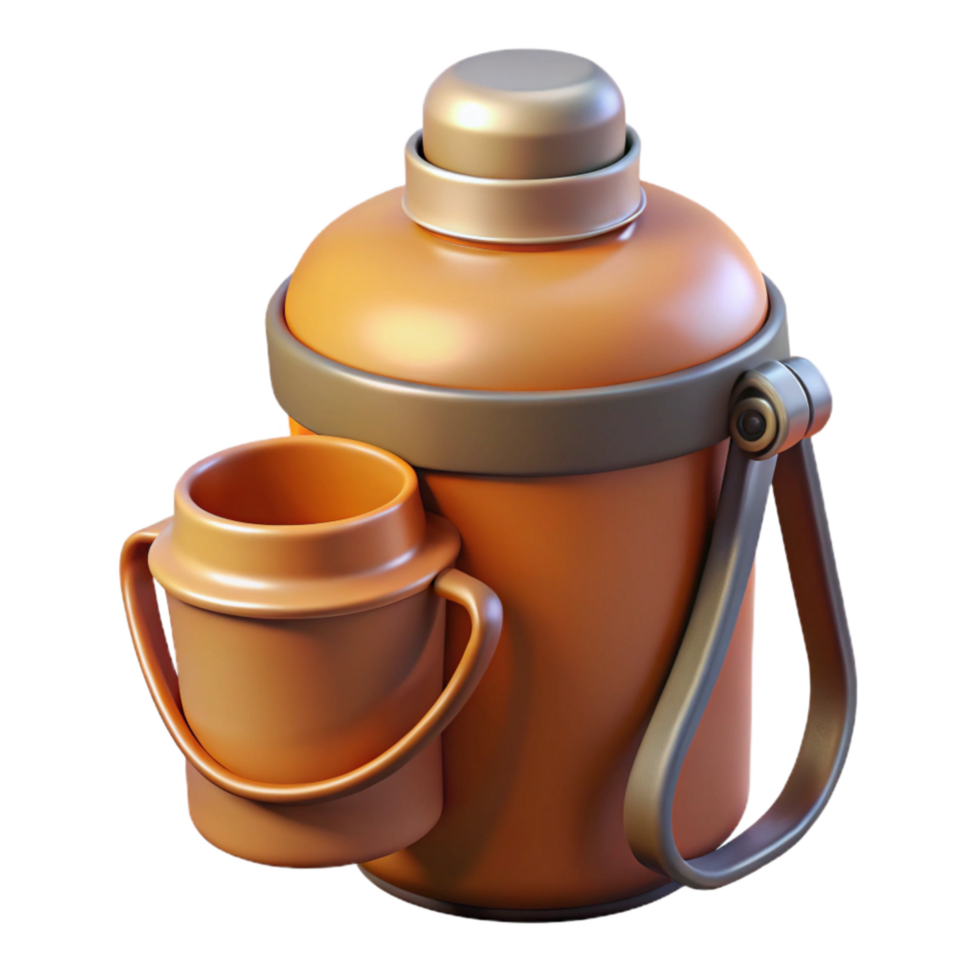 impressive minimalist Canteen with Cup Attached Element detailed png