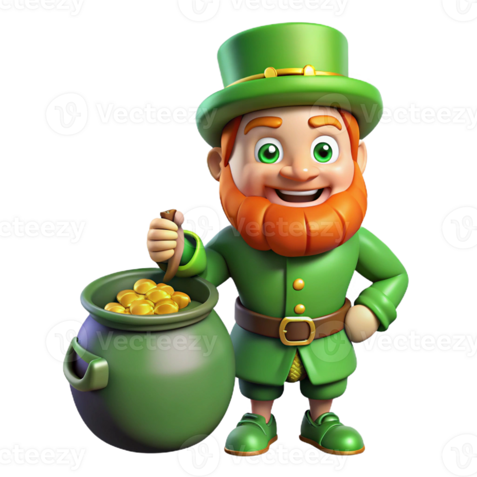 wonderful traditional A Leprechaun Guarding His Pot of Gold Mi detailed png